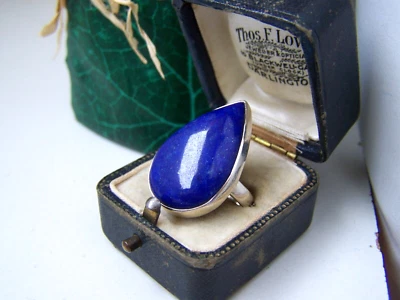 GORGEOUS VINTAGE MODERNIST 925 SOLID STERLING SILVER LAPIS LAZULI RING SIZE N - Image 1 of 4