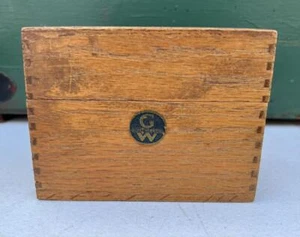 Vintage Dovetail Globe Wernicke Oak Wood Index Card File Box - Picture 1 of 7