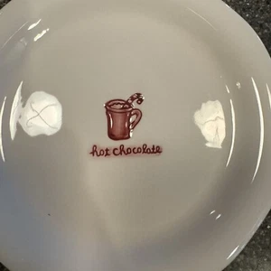 Williams Sonoma Holiday Hot Chocolate Appetizer Plates Set of 2 - Picture 1 of 4