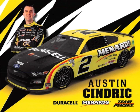 2023 -- AUSTIN CINDRIC  #2 DURACELL / MENARDS PENSKE NASCAR CUP SERIES POSTCARD Cover