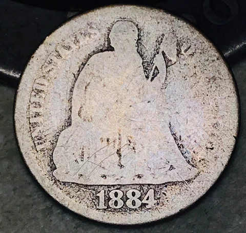 1884 S Seated Liberty Dime 10c Ungraded 90% Silver US Coin CC17730 Cover