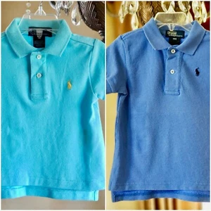 $ 25 Neu mit Etikett Ralph Lauren T-Shirt 9 18 24 Junge Baumwolle Netz Polo Shirt blau türkis - Bild 1 von 3