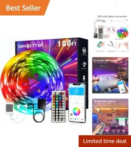 Smart 100ft LED Strip Lights for Indoor Use - App & Remote Controlled Ambiance - Picture 1 of 10