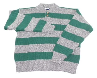 Suéter de lana con cuello chal Fieldmaster vintage botones de cuero a rayas para hombre talla XL Foto 1 de 4