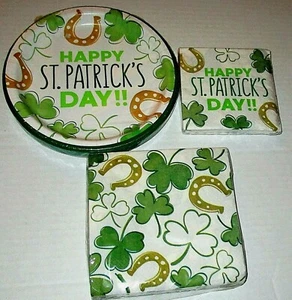 ST PATRICK'S DAY Paper Plates & Napkins LUCKY HORSESHOE 2 Size NAPKINS & PLATES - Picture 1 of 1