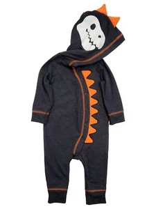Cat & Jack Infant Boys Charcoal Gray Zip Up Hooded Romper Outfit 3-6 Months - Picture 1 of 2
