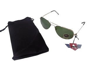 Gafas de sol de aviador protección UV marco dorado lente verde NUEVO - Imagen 1 de 9
