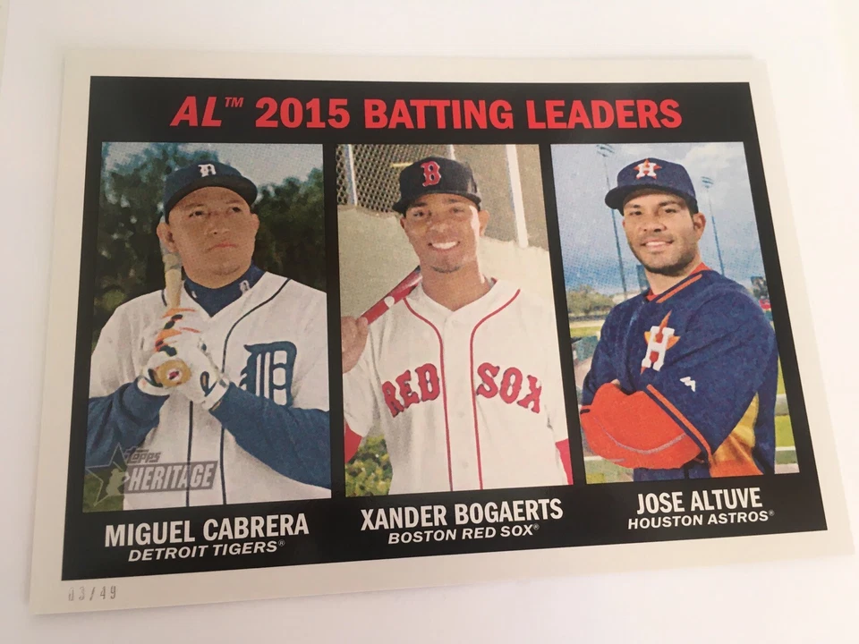2016 Topps Heritage Jumbo 5x7 Altuve Bogaerts Cabrera LL 239 #'d 03/49 - Image 1 of 1