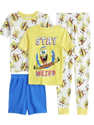 PANTALONES CUADRADOS BOB ESPONJA Stay Weird 4 piezas pijama de algodón ajustado talla 4 para niños nuevo con etiquetas Foto 1 de 4