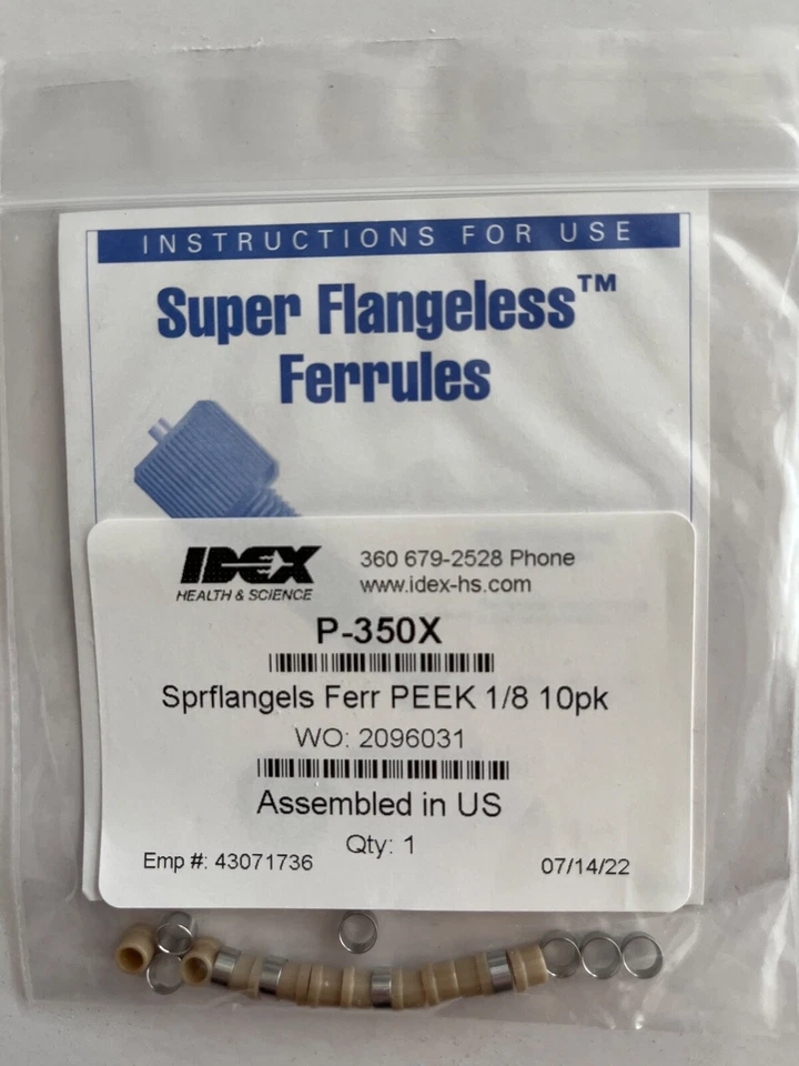 Virola IDEX P-350, PEEK, para 1/8" OD (10/Pacote) - Imagem 1 de 1