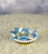 WMH Dollhouse Miniature  Shell Bowl of Seashells - Teal Blue