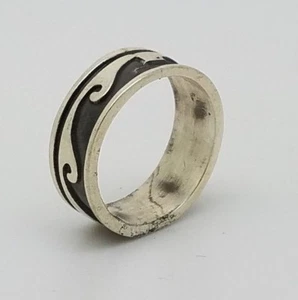 Mexico Sterling Silver 925 Shadow Eternity Waves Band Ring Size 6 1/2 - Picture 1 of 5