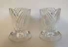 Pair Of Lenox Crystal  Candle Holders / Vasez 5 , Footed Unique  5" . R1