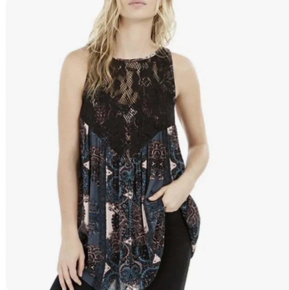 Intimately People Womens Count Me in Trapeze Tank Top Size Medium Black