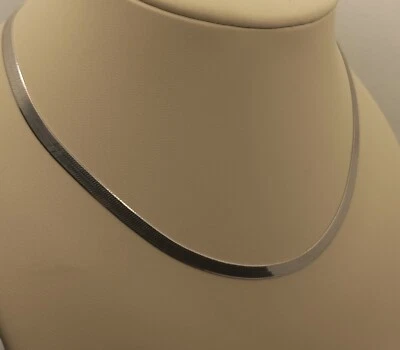 COLLANA PIATTINA SCHIACCIATA ARGENTO RODIATO CM 36-41 MM 4 GR. 8,5 VINTAGE EXPLO - Immagine 1 di 4