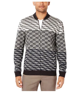 Alfani Men's Geometric Jacquard Knit Bomber Gray Jacket | S (40) - Picture 1 of 8