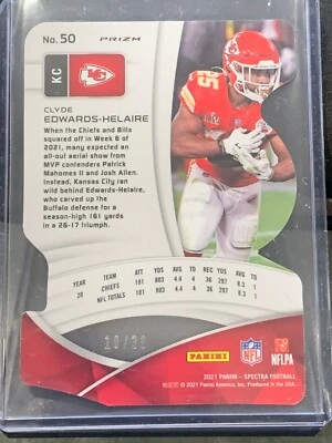 2021 panini spectra clyde edwards-helaire neon green die cut KC chiefs /30 - Image 1 of 2