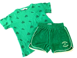 SPROET & SPROUT GREEN WAFFLE WEAVE S/S POLO& TERRY SHORTS SZ. 5/6 - Picture 1 of 2