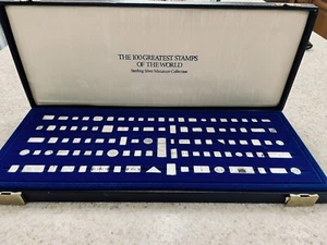 Franklin Mint 100 francobolli più grandi del mondo argento massiccio miniatura - Foto 1 di 12