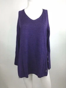 Smartwool Women Palisade Trail V-Neck Sweater Purple Heather Medium 00241-592 C - Picture 1 of 11