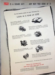 1941 Life Magazine Subscription WWII Era Vintage 1940s Print Ad Christmas Gift - Picture 1 of 1