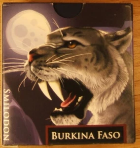2013 Burkina Faso-Baby Smilodon Saber Tooth Tiger 1oz, w/All Boxes and COA - Picture 1 of 10