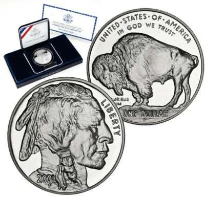 US 2000-P Buffalo $1 Silver Proof Commemorative w/Box & COA - Image 1 of 4