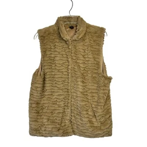 Mixit Faux Fur Vest Women Size L/XL Brown Soft Hook Closure Pockets Sleeveless - Picture 1 of 9
