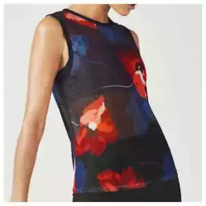 FABLETICS Harleen Athletic Tank Multicolor Floral Net Black Size Small - Picture 1 of 4