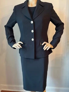 NWT ESCADA BLACK DRESS SUIT SIZE 8 VISCOSE SPANDEX - Picture 1 of 20