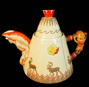 EXCELENTE, RARA TETERA CLARICE CLIFF NOVEDAD DISEÑO TIPI - 1939 - Imagen 1 de 17