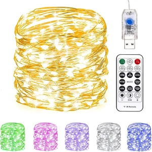 Fairy Lights 66 Ft 200 LED USB Twinkle String Lights Plug in Silver Wire Lights - Picture 1 of 7