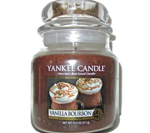 Yankee Candle Retirado "VANILLA BOURBON" Mediano 14.5 OZ ~ ETIQUETA BLANCA ~ RARO ~ NUEVO - Imagen 1 de 2