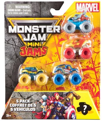 Monster Jam Marvel, mini inceppamenti per veicoli giocattolo, 5 pezzi - Immagine 1 di 4