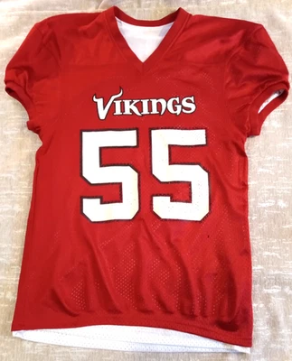 🔴 Camiseta de fútbol vintage de secundaria #55 Vikings talla pequeña Foto 1 de 4