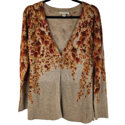 Cárdigan Coldwater Creek XS Otoño Floral Botánico Cabello de Conejo Mezcla de Cachemira Foto 1 de 4