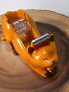 Vintage Kitchy Cat Tape Dispenser Orange Kitty Desktop Office Figi 2001 - Picture 1 of 13