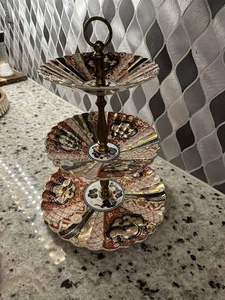 SCHÖNER Vintage IMARI 3 Ebenen Kuchenteller Dessert Ständer Stufen 12" - Bild 1 von 11