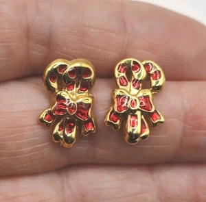 Pendientes de Navidad GT Avon Esmalte Rojo Estrás Perforados 3/4", D40 - Imagen 1 de 3