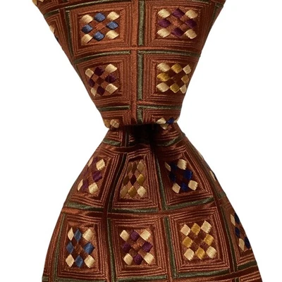 JOS. A. BANK Signature Collection Men's Silk Necktie Geometric Brown/Multi EUC - Image 1 of 3