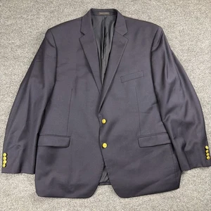 Lauren Ralph Lauren Navy Gold Button Wool Natural Stretch Blazer 48R RN90736 - Picture 1 of 9