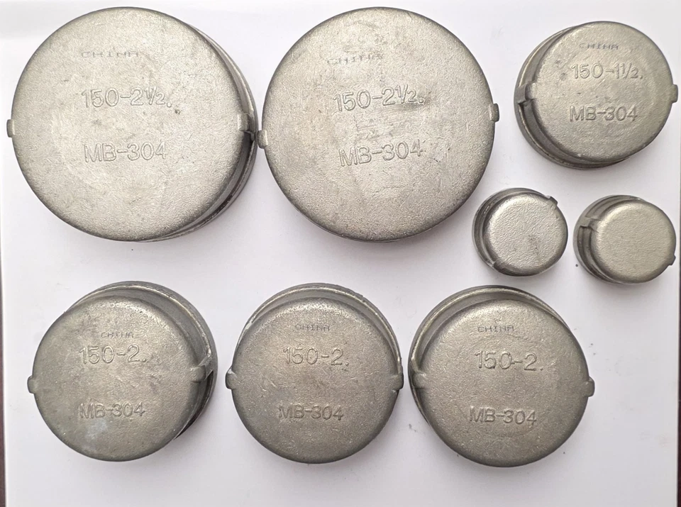304 STAINLESS STEEL THREADED CAPS, 150#, PACK OF 8 - Image 1 of 3