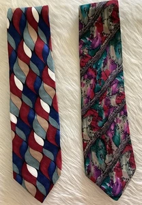 2x Vintage Jerry Garcia Ties Abstract Collector’s Edition Silk Made In USA - Picture 1 of 9
