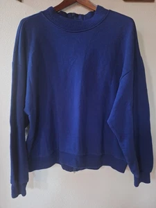 Zara Damen Sweatshirt gewaschen blau mittelschwer hinten Reißverschluss Details Größe XL - Bild 1 von 6