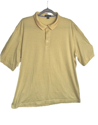 NEW Lands' End Men's Short Sleeve Polo Shirt 3XL YELLOW W LT BLUE STRIPE - Image 1 of 4