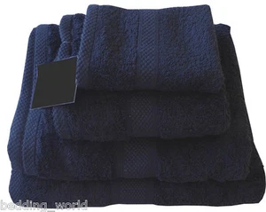 NAVY 500 GSM EGYPTIAN COTTON TOWELS DARK BLUE LUXURY COMBED COTTON STRIPE - Picture 1 of 1