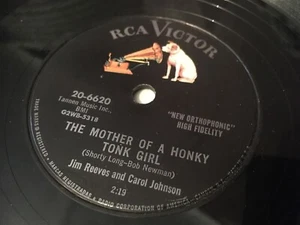 JIM REEVES and CAROL JOHNSON : THE MOTHER OF A HONKY TONK GIRL.  US. 78.rpm 1956 - Picture 1 of 6