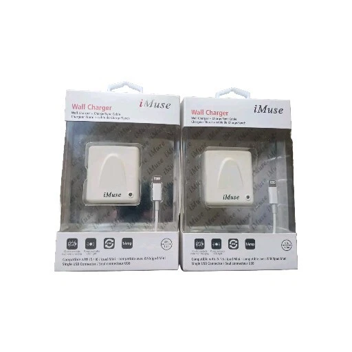 3-Pk iMuse Wall Charger + Charge Sync Cable 4ft, Compatible With i5/i6 iPad Mini - Image 1 of 4