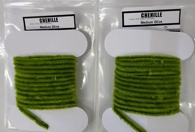 Lote de 2 CHENILLE tamaño: color mediano: oliva 3 yardas/tarjeta. Foto 1 de 2