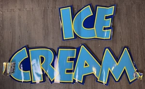 ICE CREAM Truck Signage – Large, Bright Blue & Yellow Letters (12"x60") - Picture 1 of 1
